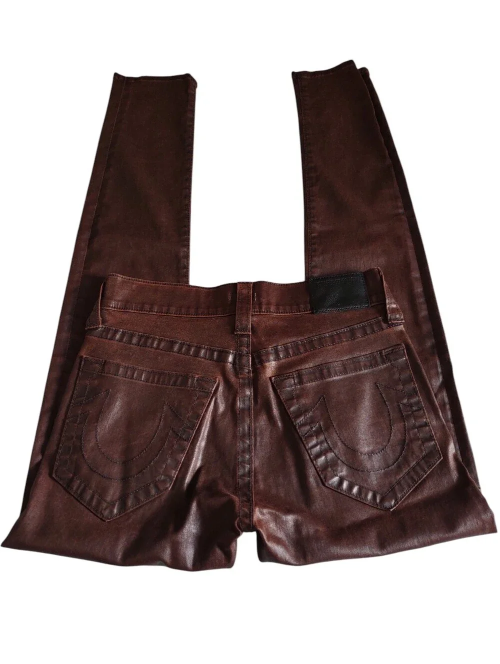 True Religion 28 Dean Tapered Brown Button Fly Coated Jeans